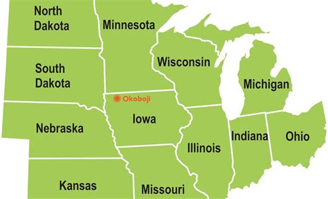 Midwest Map Vacation Okoboji