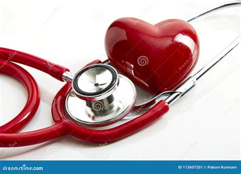 Red Stethoscope With Red Heart Stock Image Image Of Icon Device