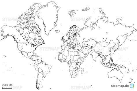 StepMap Blanko Karte Landkarte für Welt