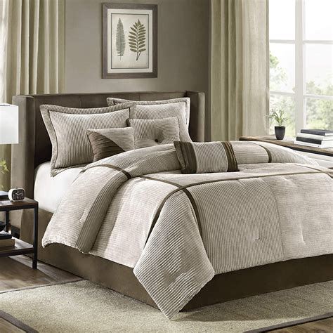 Madison Park Dallas King Size Bed Comforter Set In A Bag Khaki Solid