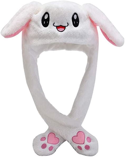 Bunny Hat Ear Moving Jumping Hat Kawaii Plush Rabbit Hat Cute Cap With Moving Ears And Paws Funny