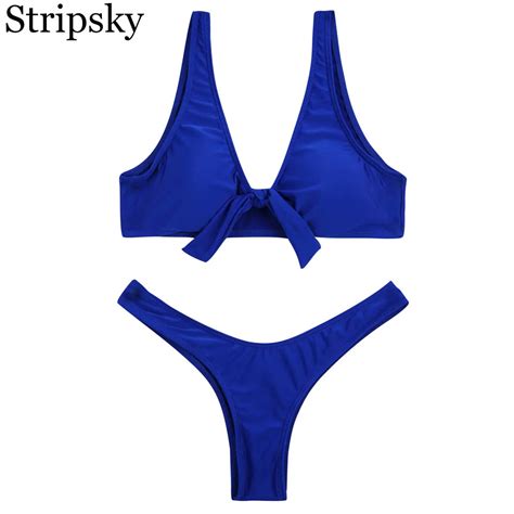 stripsky sexy swimsuit women knotted padded thong bikini solid my xxx hot girl