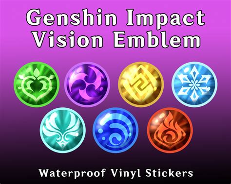 Genshin Impact Vision Stickers Waterproof Vinyl Stickers Etsy