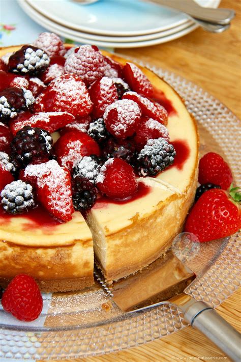 Creamy And Sweet Baked New York Cheesecake With Homemade Coulis And Fresh