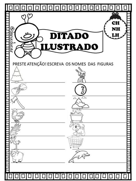 Atividades com ditado ilustrado Español Atividades de alfabetização