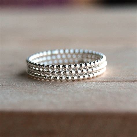 Three Beaded Sterling Silver Rings For Stacking By Alison Moore Designs