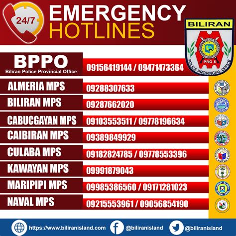 This number can be reached day and night, seven days a week. Emergency Numbers & Hotline in Biliran - Biliran Island