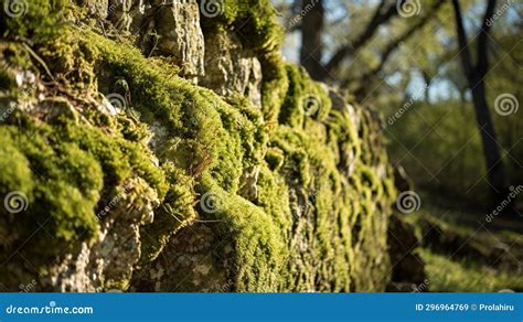 Lichen Covered Ancient Stone Wall Stock Illustration - Illustration of