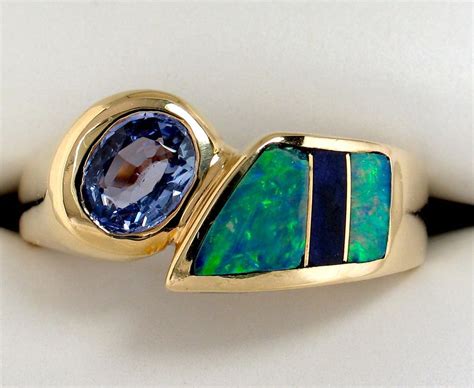 Just Added To Divine Finds Jewelry 14k Inlaid Opal Tanzanite Lapis