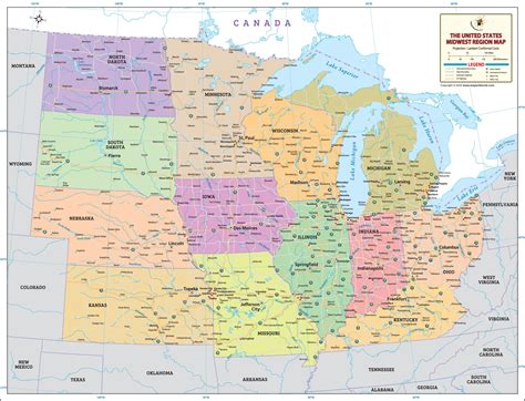 The Midwest Map United States Midwest City Map Midwest Region