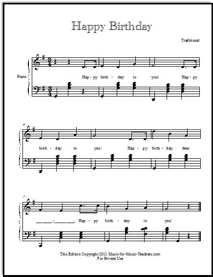 Happy Birthday Free Sheetmusic For All Instruments And Voice