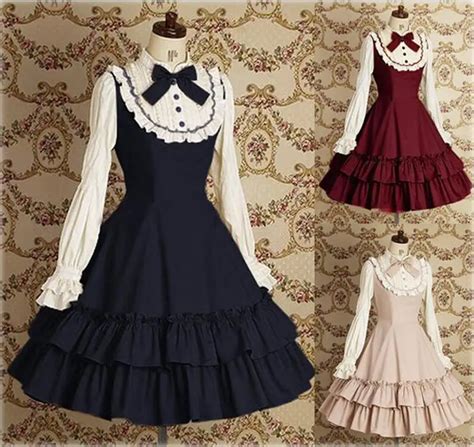 Lolita Dresses Gothic Princess Lolita Costume Preppy Style Long Sleeve