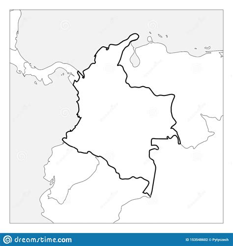 Map Of Colombia Black Thick Outline Highlighted With Neighbor Countries