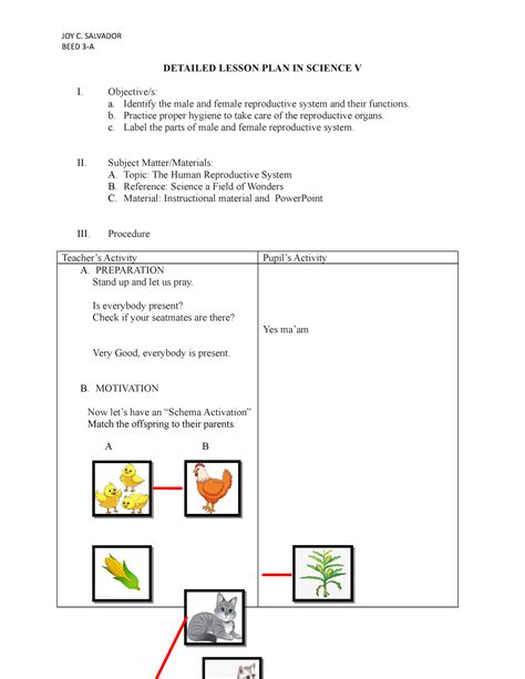 Detailed Lesson Plan Science 5 Reproductive System Beed 3 A