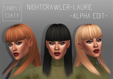Sims 4 Hairs Simpliciaty Nightcrawler Laurie Alpha Edit