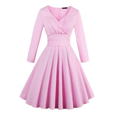 luxury women pin up dress pink sexy spring designer belt knee length a line solid cotton girl