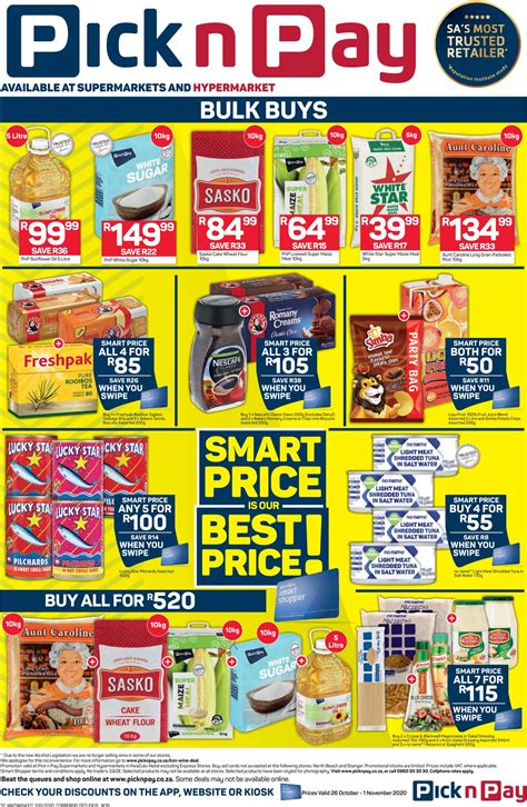 Balance sheet, income statement, cash flow, earnings & estimates, ratio and margins. Pick n Pay Current catalogue 2020/10/26 - 2020/11/01 [12 ...