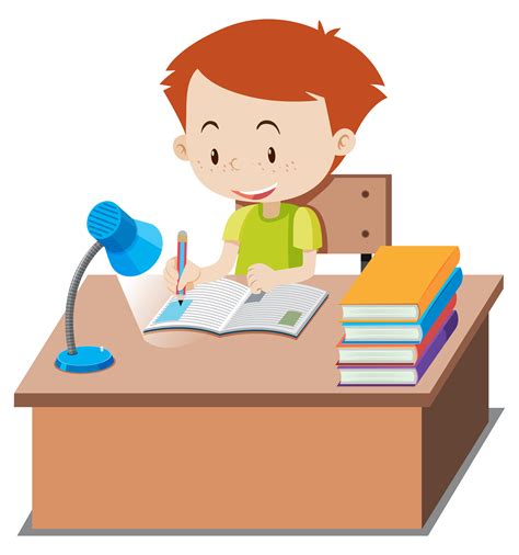 Boy Doing Homework Clipart — Boy Homework Clipart