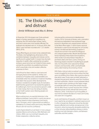 The Ebola Crisis Inequality And Distrustpostcard