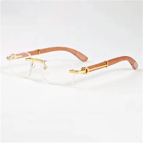 vazrobe wood glasses frame men gold rimless eyeglasses for man anti reflective clear lens for