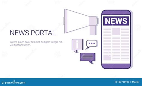 News Portal Concept Template Web Banner With Copy Space Stock Vector