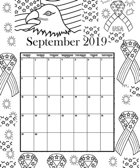 Printable Colouring Calendar 2019 Printable Coloring Pages