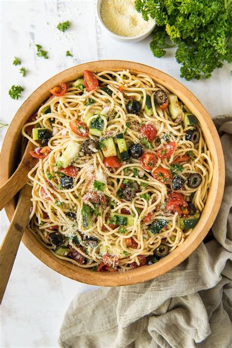 Combine first 4 ingredients in. Summer Spaghetti Salad with Veggies and Italian Dressing ...