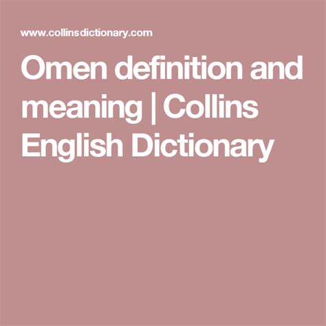 Omen Definition And Meaning Collins English Dictionary Collins