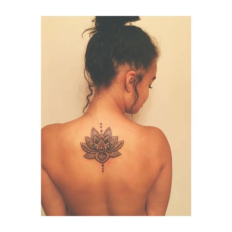 Mandala Lotus Flower Tattoo Back Of Neck