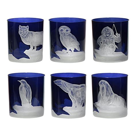 Artel Arctic Collection Set Of Double Old Fashioned Glasses Ink Set
