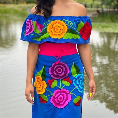 Mexican Campesino Dress Off The Shoulder Dress Floral Etsy