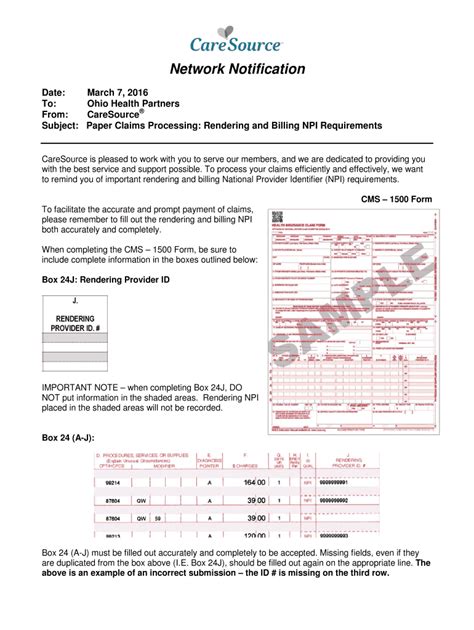Fillable Online Paper Claims Processing Rendering And Billing Npi Bb