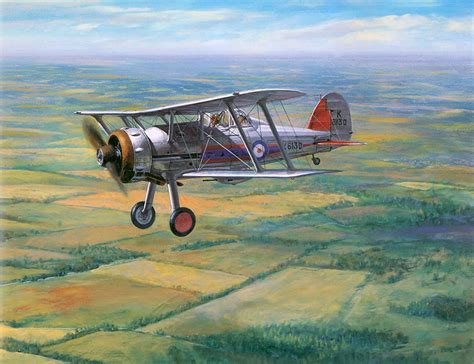 Picture Airplane Retro Painting Art Aviation