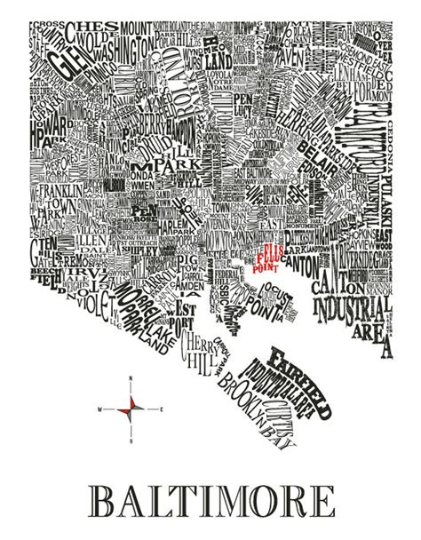 Customizable Baltimore Neighborhood Map 11x14in Print Etsy
