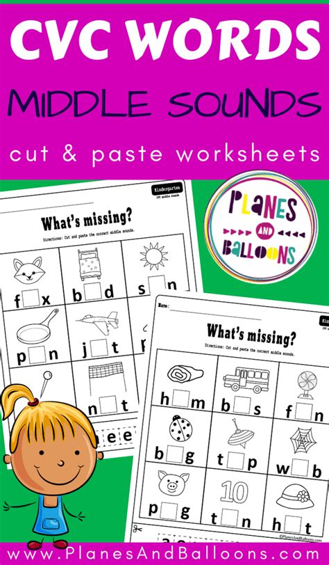 CVC middle sounds worksheets for kindergarten - Phonics Cut & paste