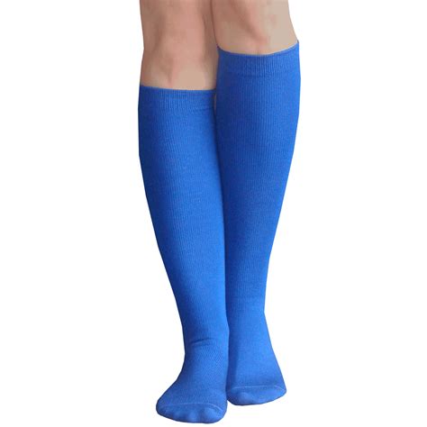 thin solid royal blue knee highs