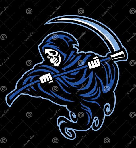 Skull Of Grim Reaper With The Sickle Stock Vector Illustration Of