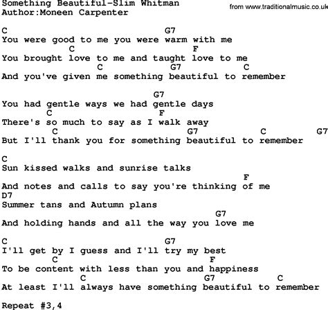 Country Musicsomething Beautiful Slim Whitman Lyrics And Chords