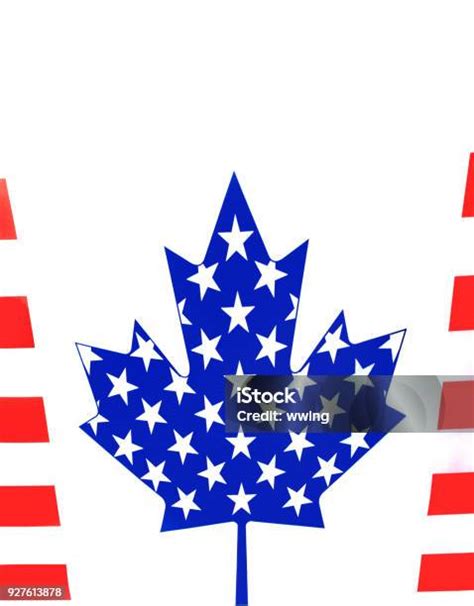 Usa And Canada Flags Combined Into One Image Stock Photo Download