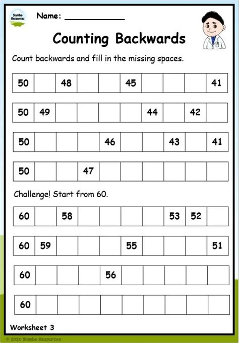 Counting Backwards Worksheets Free Printables Math Worksheets