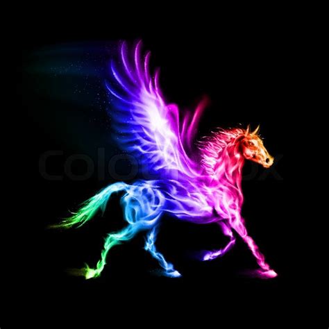 Fire Pegasus In Spectrum Colors On Stock Vector Colourbox