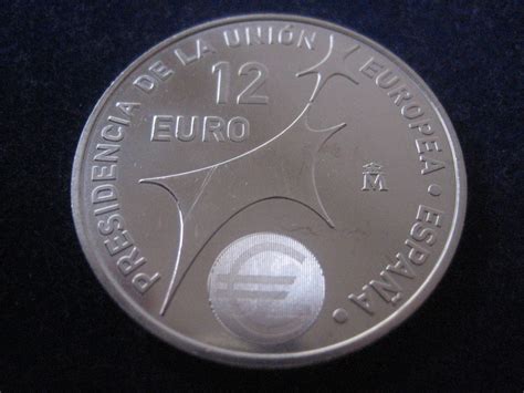 Spain 12 Euro Silver Coin Eu Presidency Of Spain 2002 Euro Coinstv