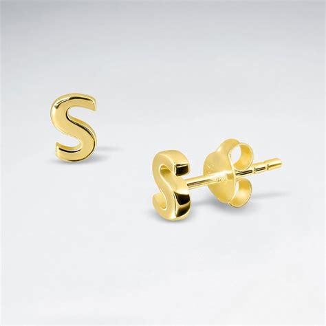 Initial Letter S Silver Stud Earring Wholesale Silver Jewelry