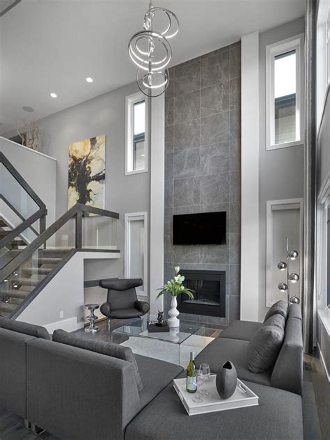 Modern Monochromatic Grey Living Room and Modern Monochromatic Grey Living Room - The P ...