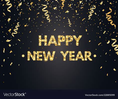 2019 Happy New Year Background With Gold Confetti Vector Image