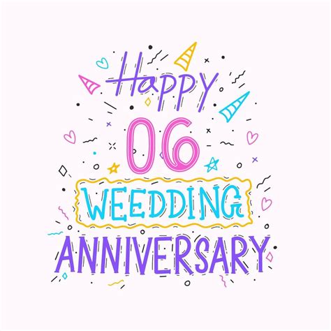 Happy 6th Wedding Anniversary Hand Lettering 6 Years Anniversary