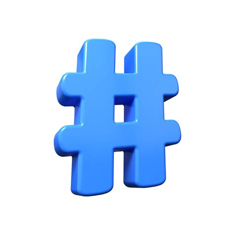 Blue Hash Symbol 3d Hashtag Sign Octothorp Icon For Seo Promotion 3d