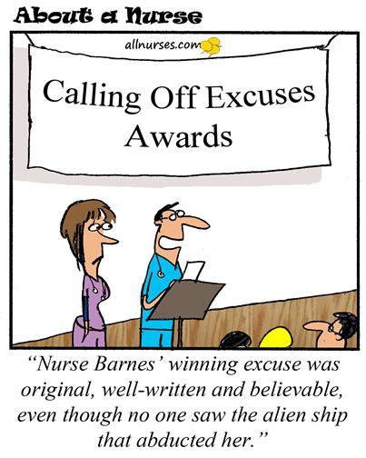 Good Excuses For Missing Work Cartoon For Nurses