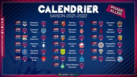 Le calendrier de Ligue 1 2021/2022 dévoilé ! – Clermont Foot