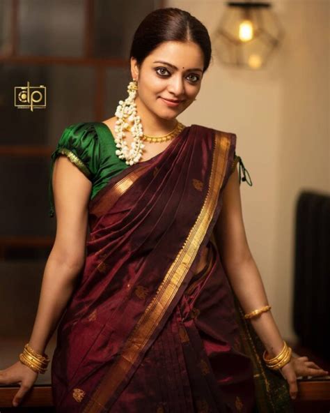 Janani Iyer In Kanchipuram Silk Saree Photos South Indian Actress
